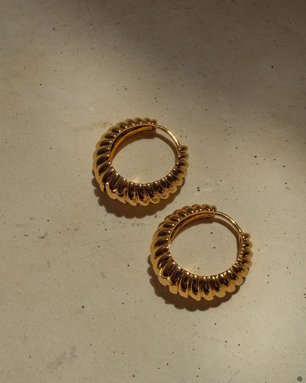 Luv AJ Ridged Marbella Hoops on model