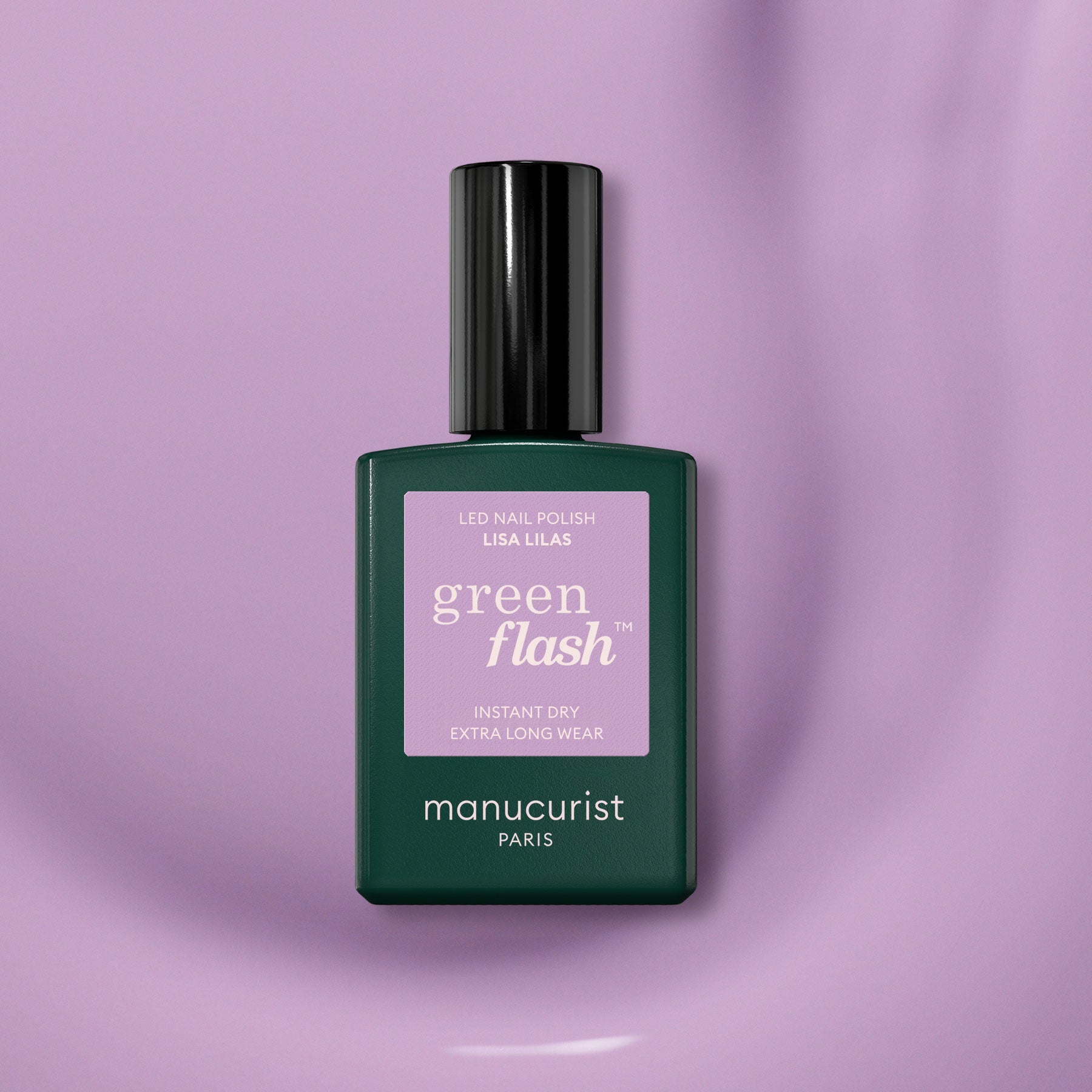 Manucurist Green Flash™ semi-permanent LED nail polish, Lisa Lilas – bottle