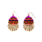 Mayana Designs Beaded Handwoven Santa Fe Drops – showcasing the intricate beadwork and brass charm.