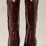 MICUIR Mestizo burgundy cowboy boots, back view showing the 7 cm heel