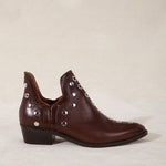 MICUIR Punky chocolate ankle boot, side view showing the open ankle and 4 cm heel