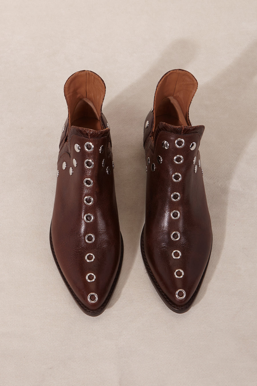 MICUIR Punky chocolate ankle boots seen from above