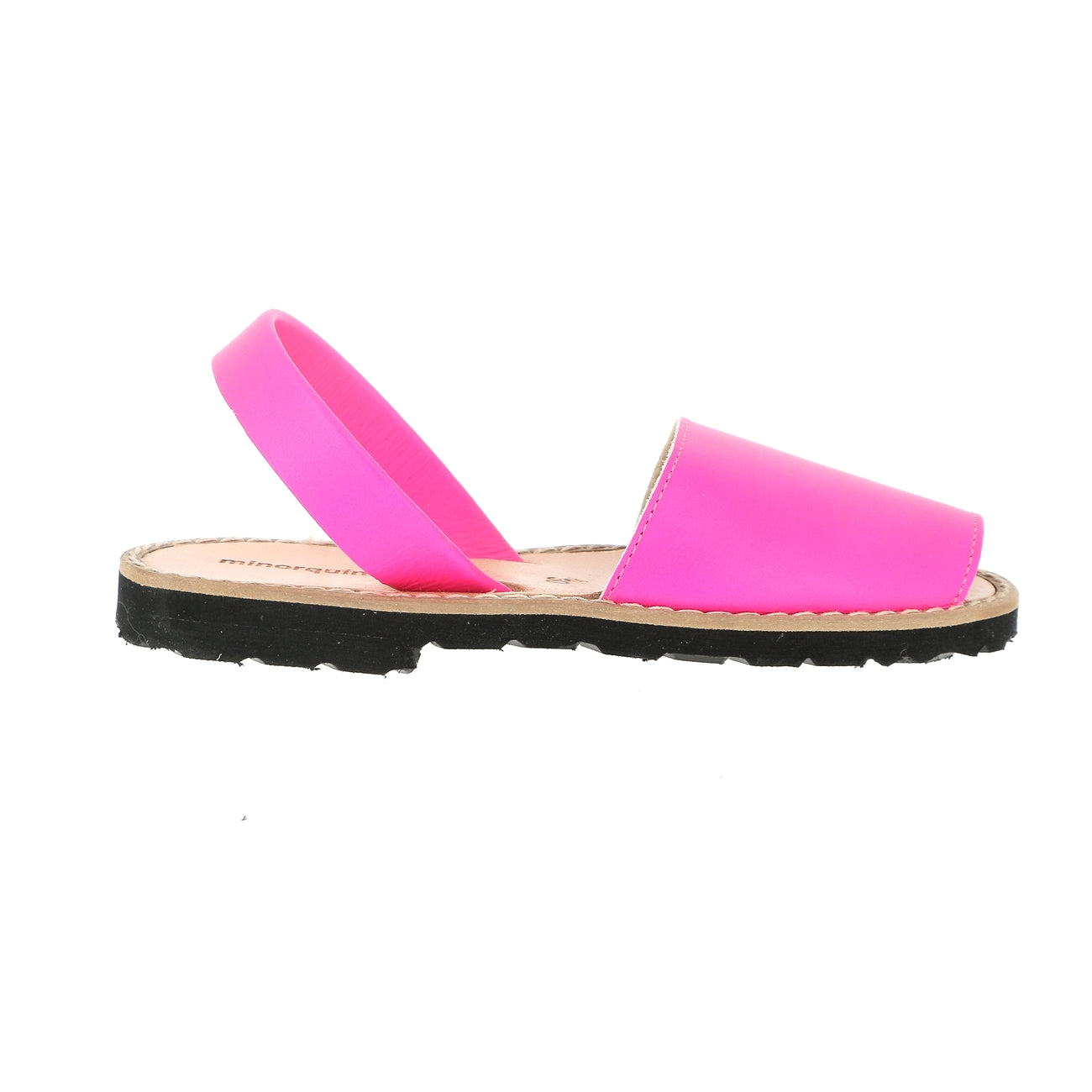 Minorquines avarca sandals in fluo fuchsia leather – side view
