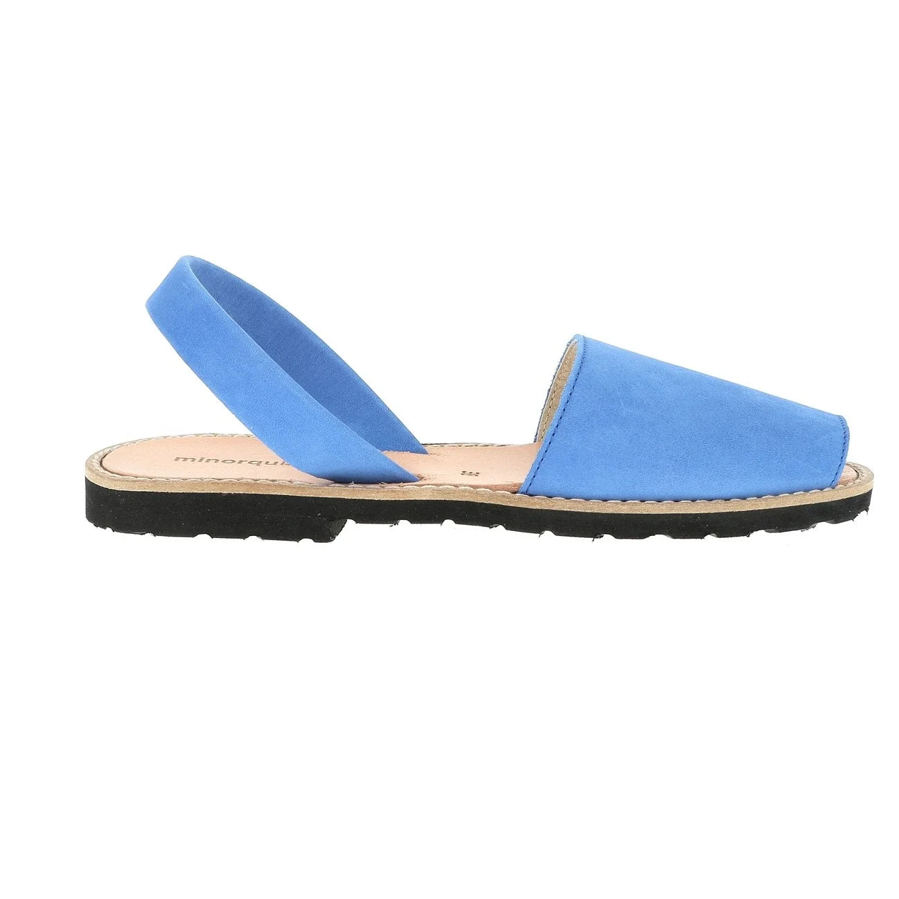 Minorquines avarca nubuck sandals in blue ocean – side view