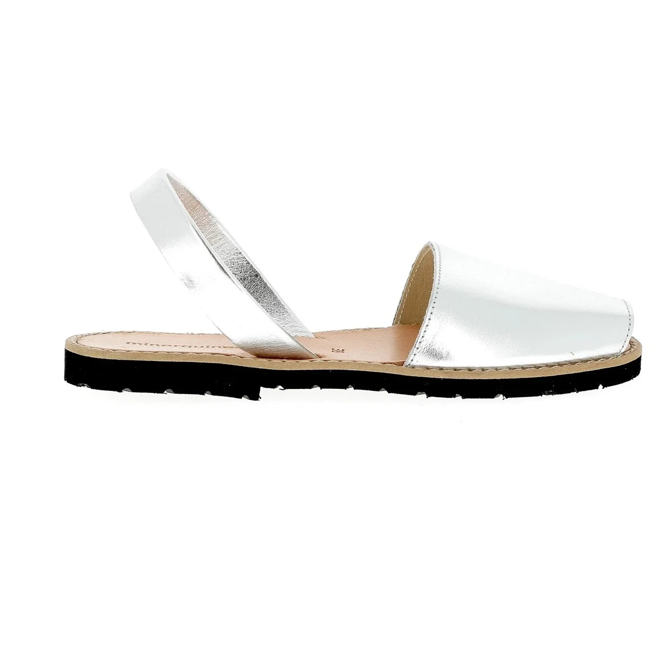 Minorquines avarca sandals in silver metallic leather – side view