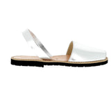 Minorquines avarca sandals in silver metallic leather – side view