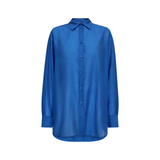 MOS MOSH MMDanika oversized blue shirt, fluid Tencel drape, Quiet Luxury style