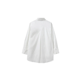 MMEnola Shirt in White, back view showing silhouette