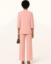 Back view of MMJunie Miley blazer in soft pink twill fabric