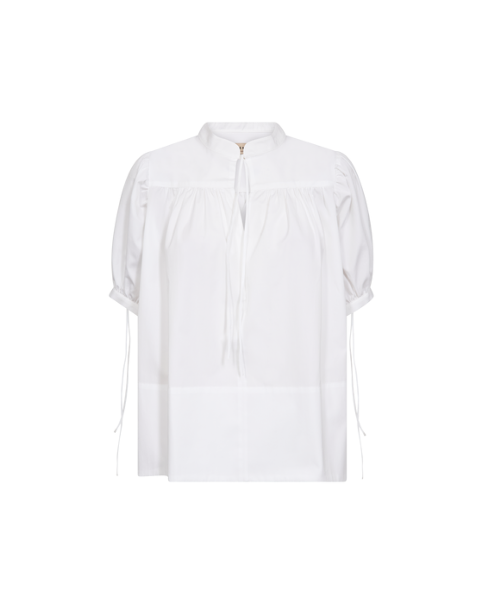 White MMTarima cotton blouse flat lay, front view, short sleeves visible