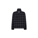 MOS MOSH Camille oversized navy checked wool-blend bomber jacket, back view