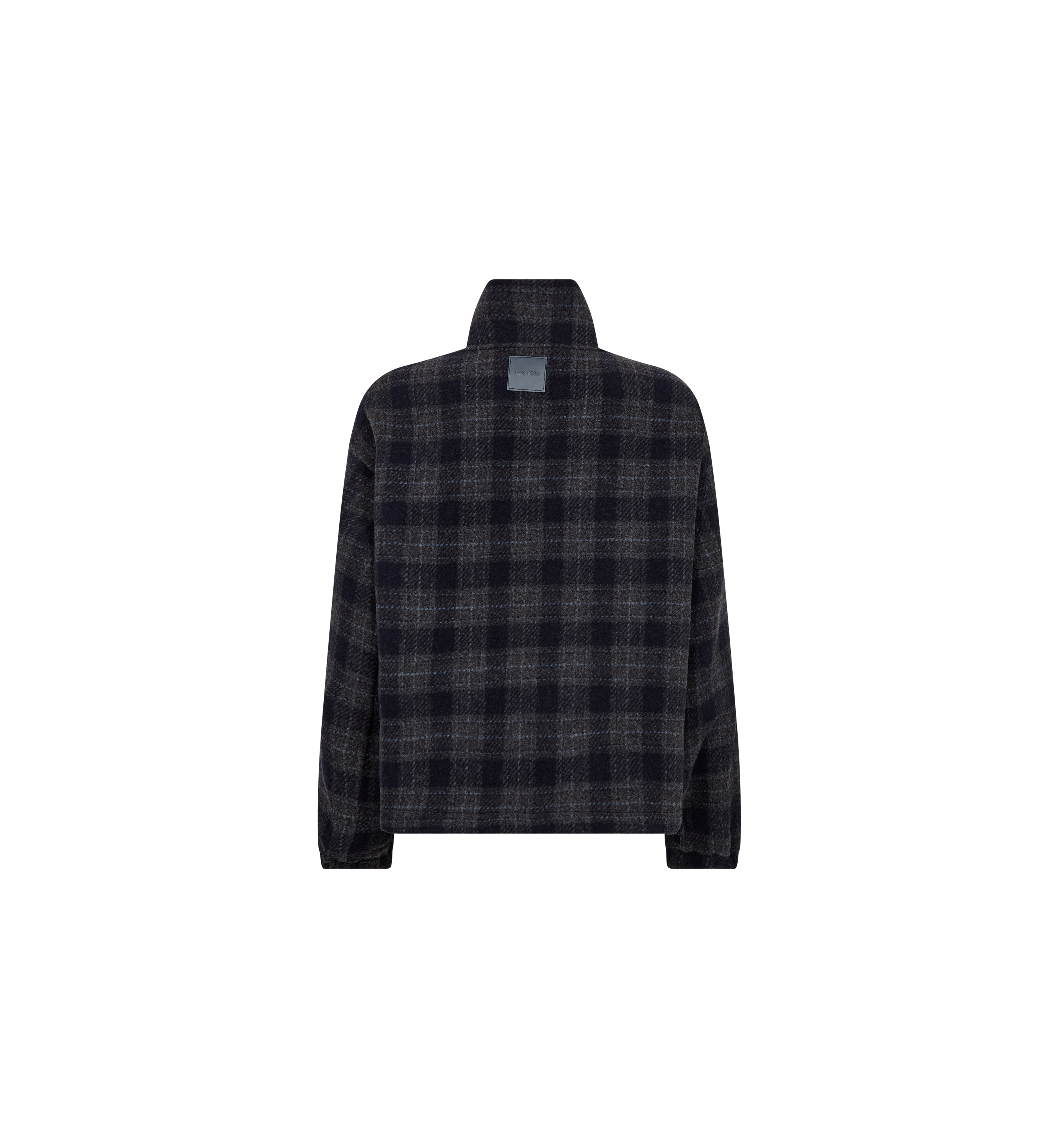 MOS MOSH Camille oversized navy checked wool-blend bomber jacket, back view