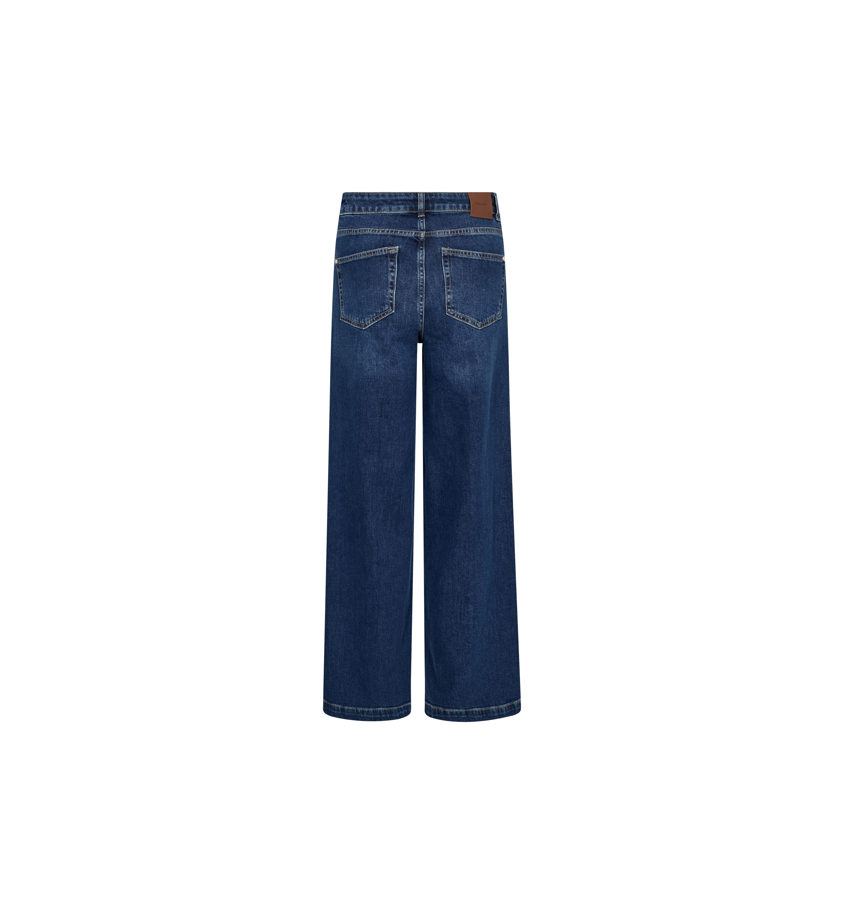 MOS MOSH Colette Sernora high-waisted wide-leg jeans in dark blue, back view