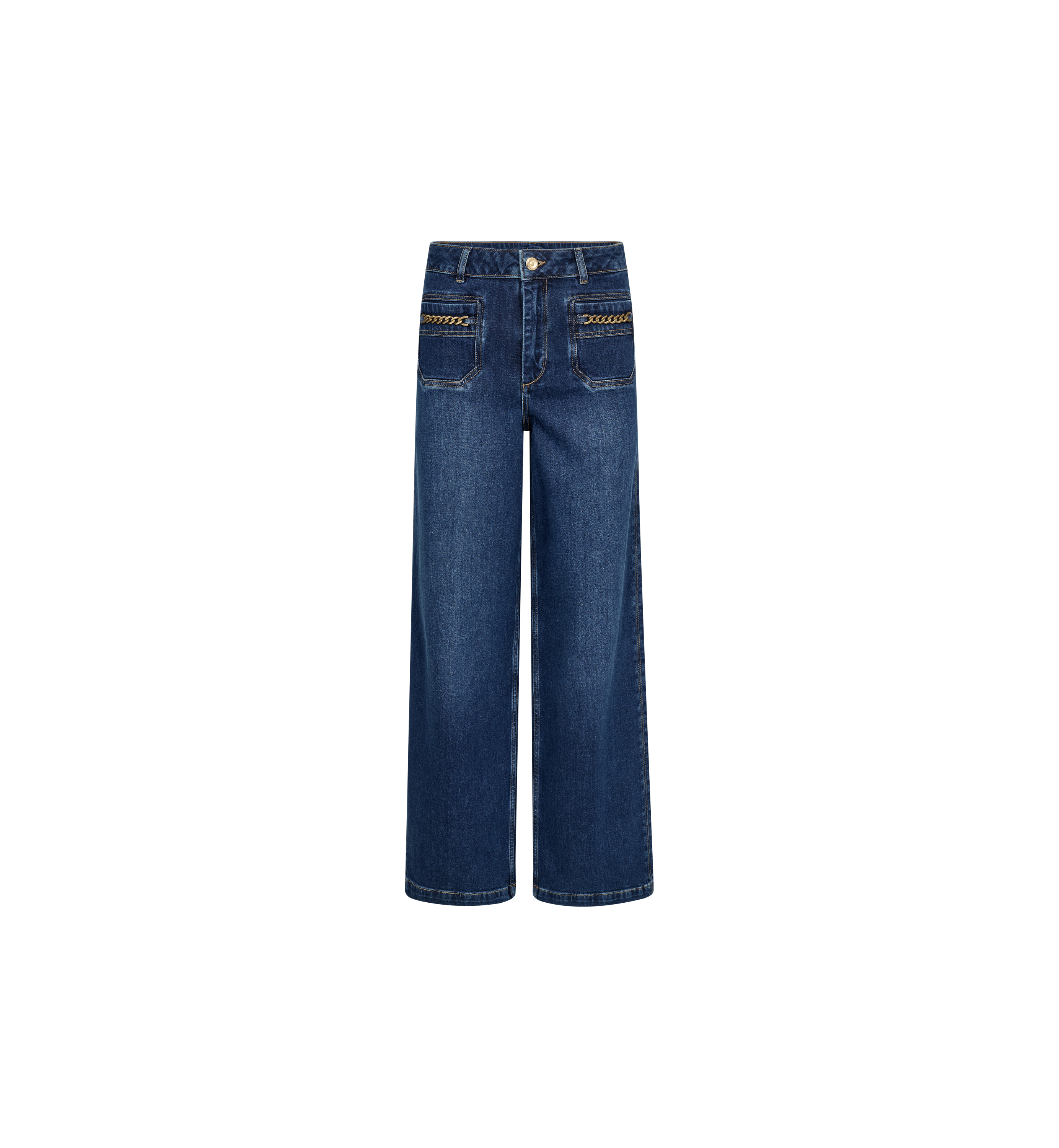 MOS MOSH Colette Sernora high-waisted wide-leg jeans in dark blue, front view
