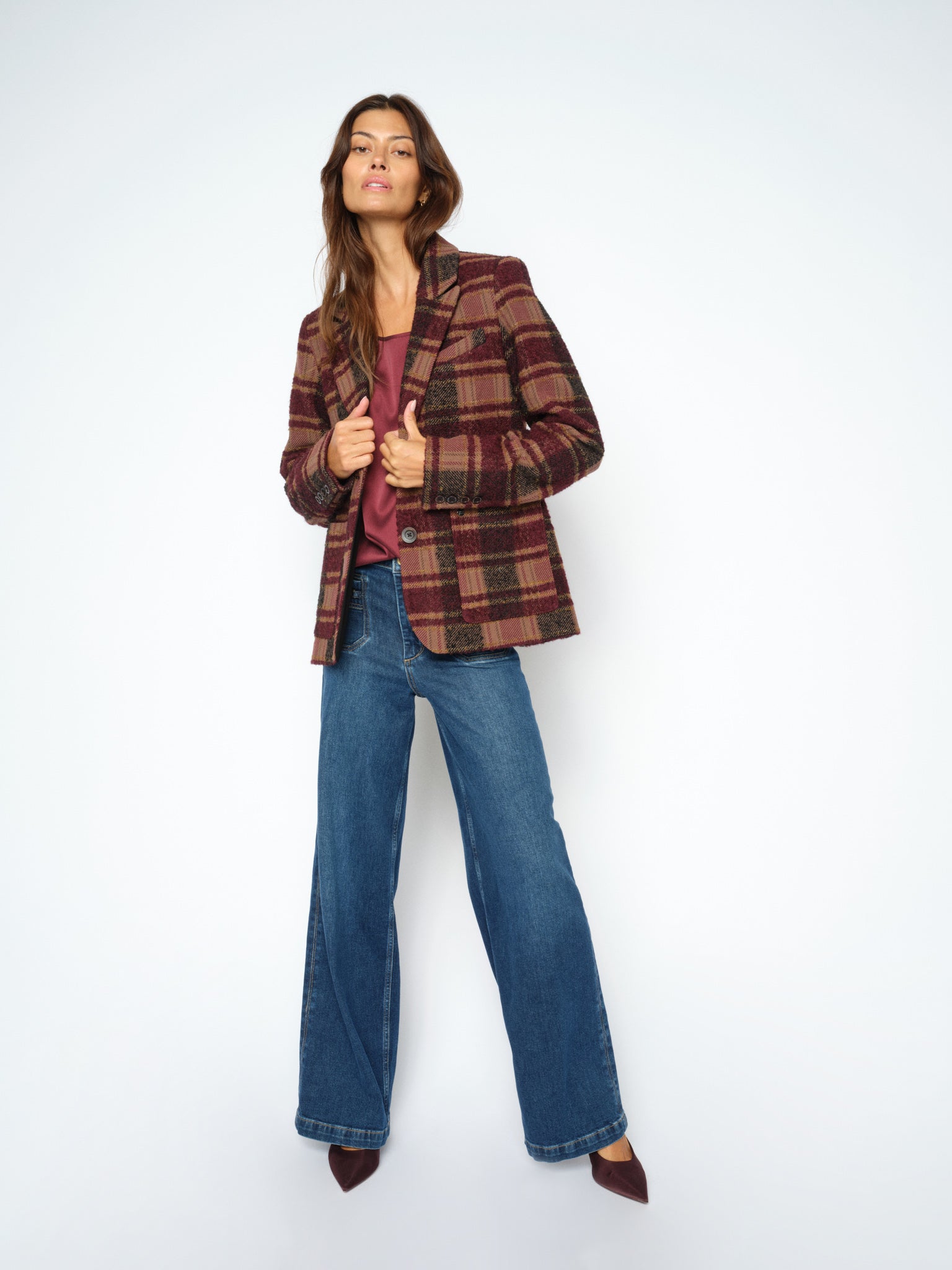 MOS MOSH Colette Sernora high-waisted wide-leg jeans in dark blue
