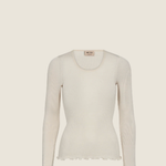 Elaine Seamless Long-Sleeve Top – Ecru – front view