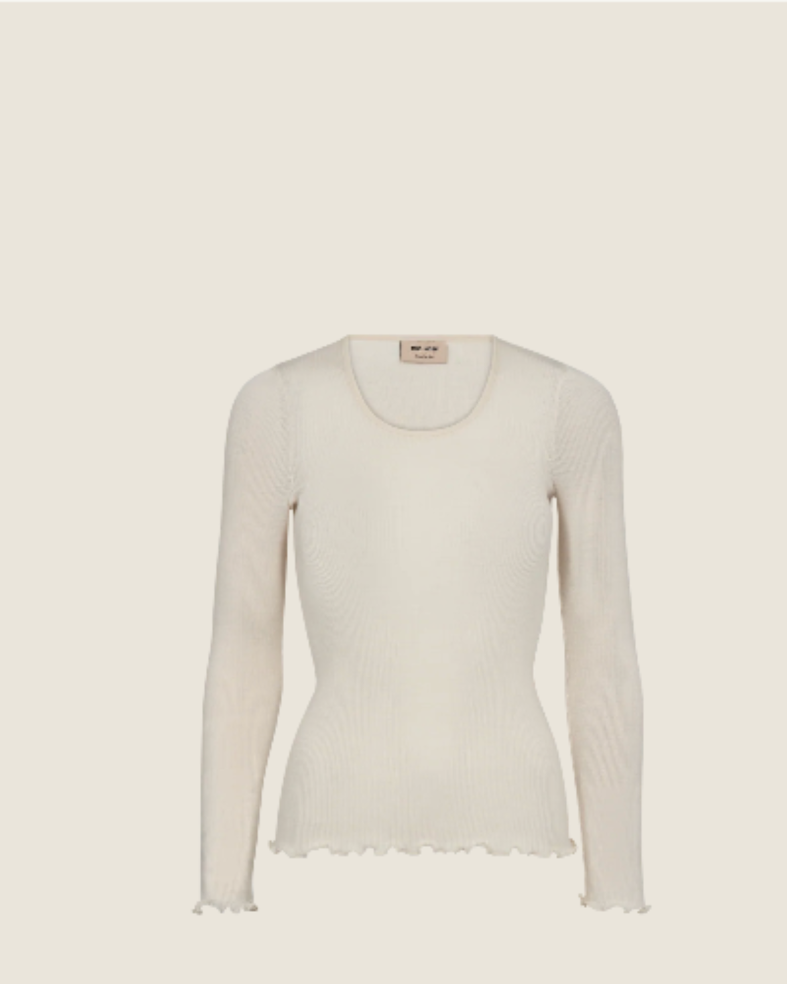 Elaine Seamless Long-Sleeve Top – Ecru – front view