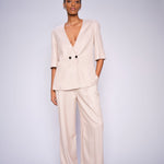 Mos Mosh Issa Inah tailored trousers in sesame – full look