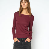 MOS MOSH Mali Boat-Neck Long-Sleeve Tee – Port Royale – close-up on a model