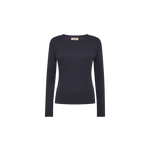 MOS MOSH Mali boat-neck long-sleeve tee in Salute Navy, front view