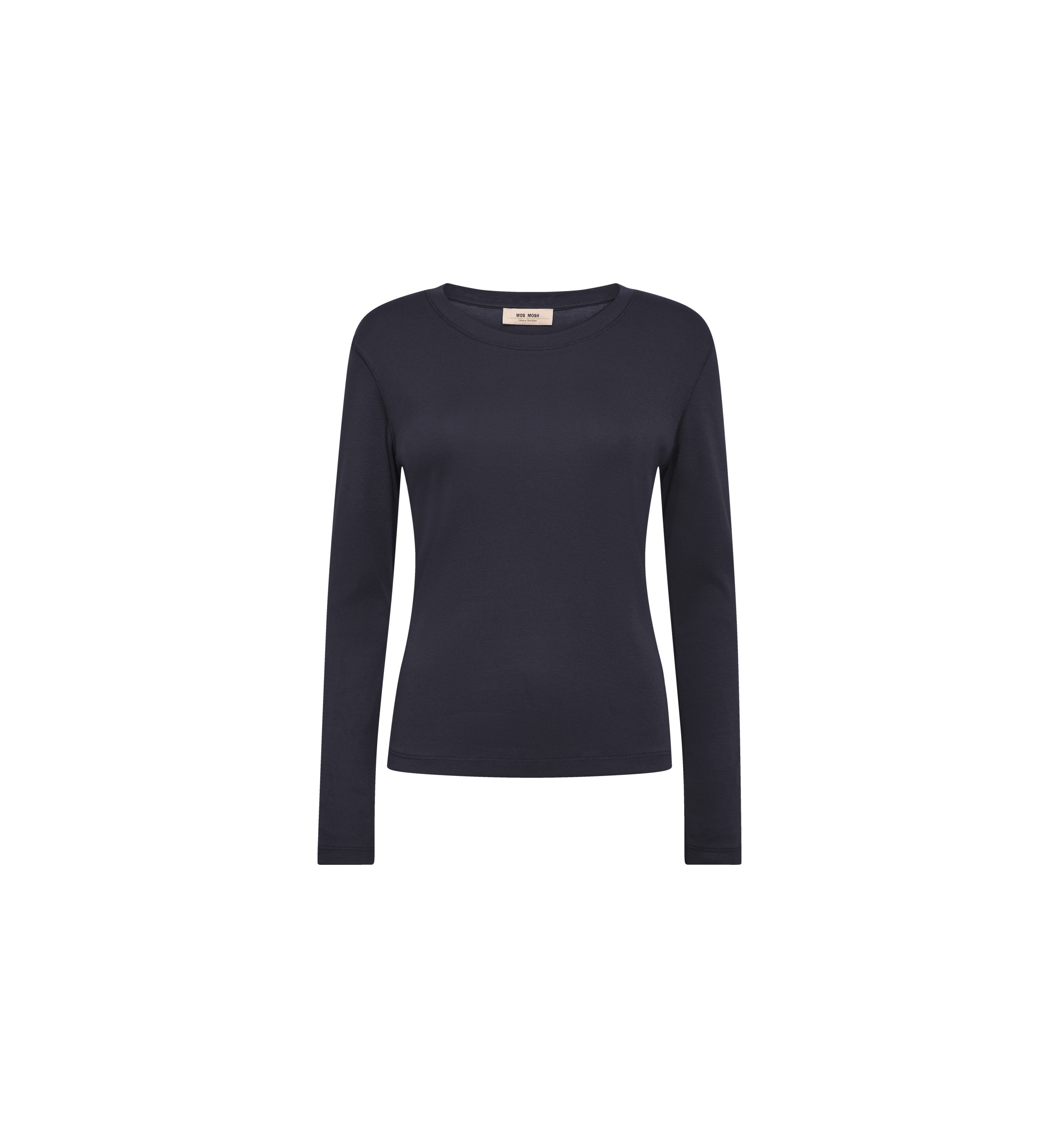 MOS MOSH Mali boat-neck long-sleeve tee in Salute Navy, front view