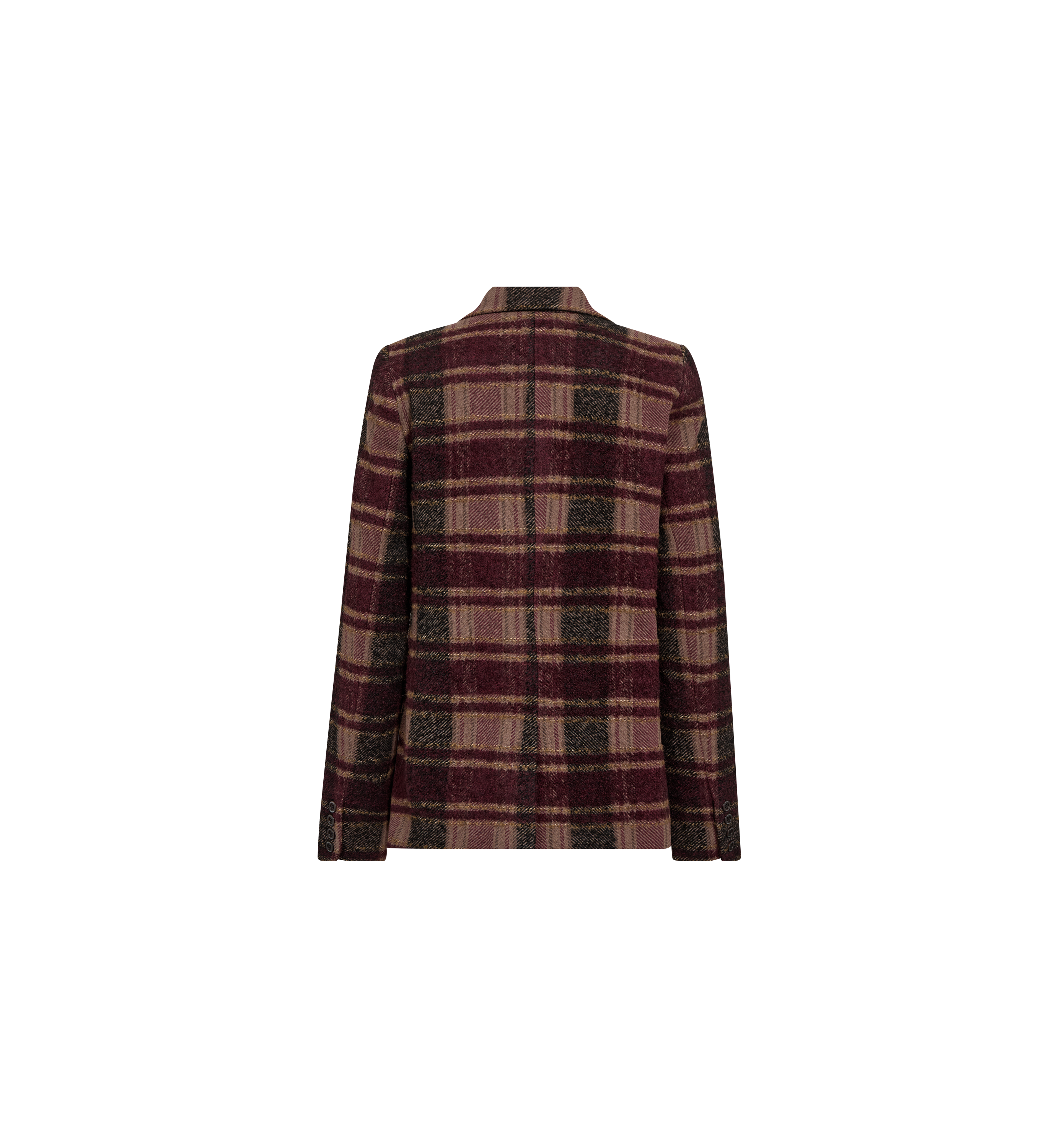 MOS MOSH Manja Comi oversized blazer in burgundy and pink check, back view
