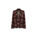 MOS MOSH Manja Comi oversized blazer in burgundy and pink check, front view