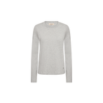 MOS MOSH Millie long-sleeve tee in grey melange with a round neck, front view