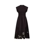 MOS MOSH MMAria Mono black organic cotton dress with sleeveless silhouette and smocked bodice detail.