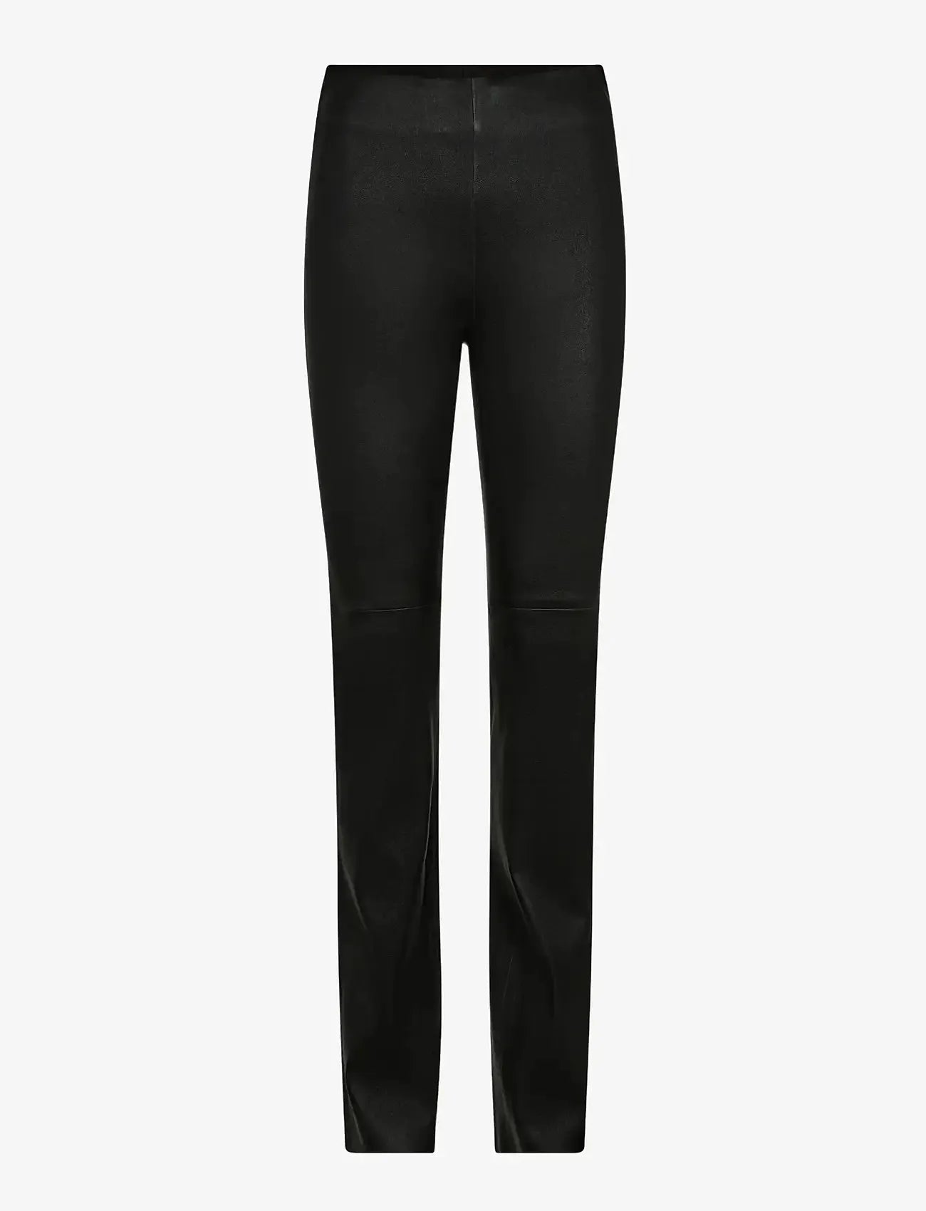 Mos Mosh MMSarina black leather leggings with a smooth-front high-waisted design and slim-fit leg.