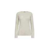 MOS MOSH Bouch crew-neck sweater in ecru – front view