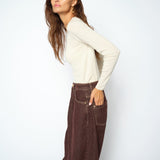 MOS MOSH Bouch crew-neck sweater in ecru – full look