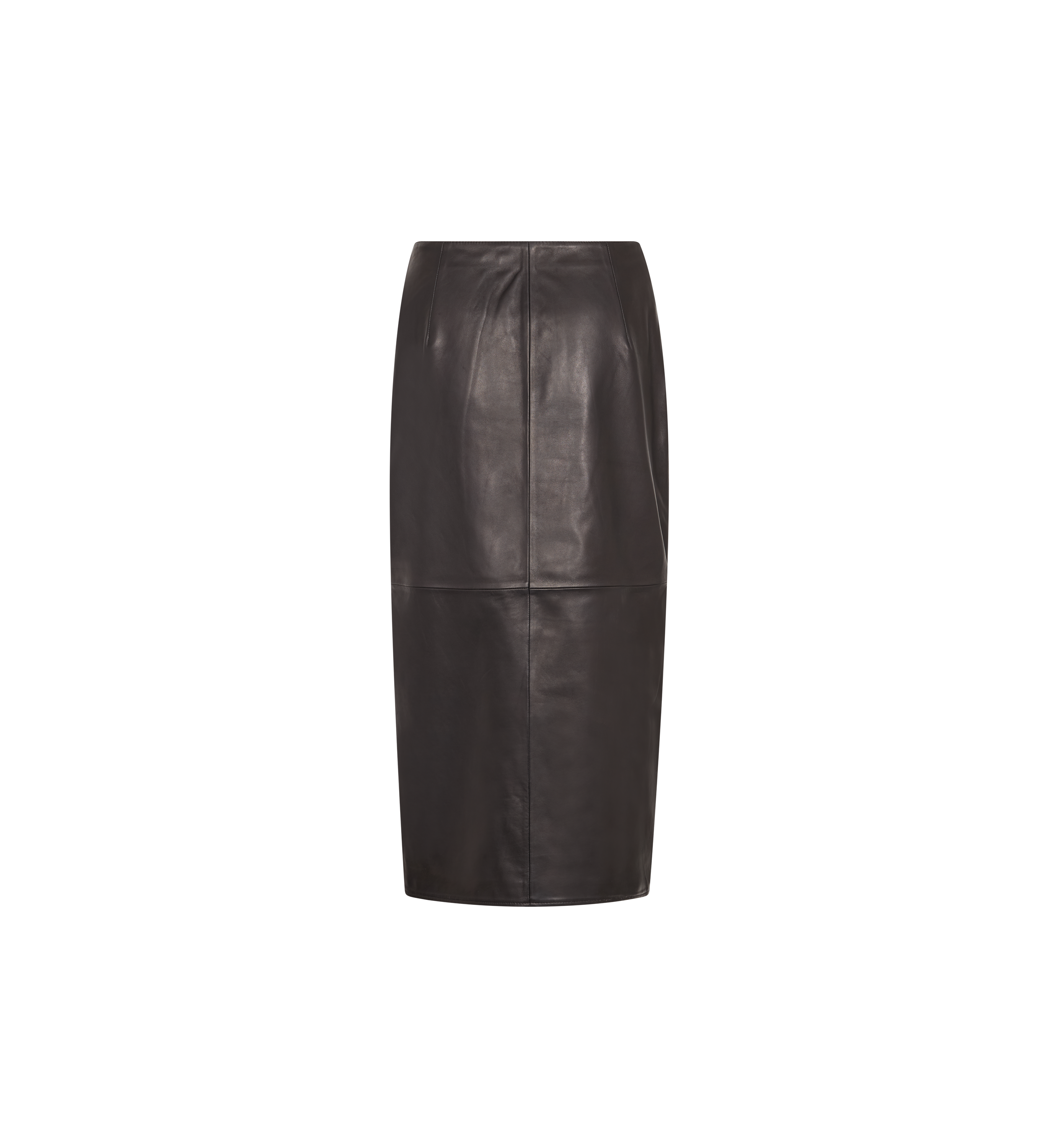 MOS MOSH Vela leather wrap skirt in black, back view
