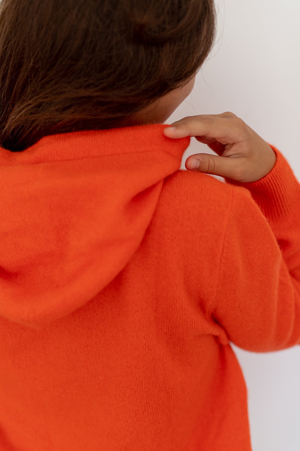 Nuage Cashmere Hoodie – Aperol – detail hood