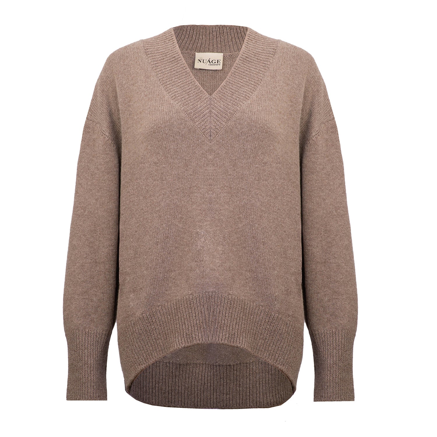 Iconic V-Neck Jumper – Cappuccino – front view