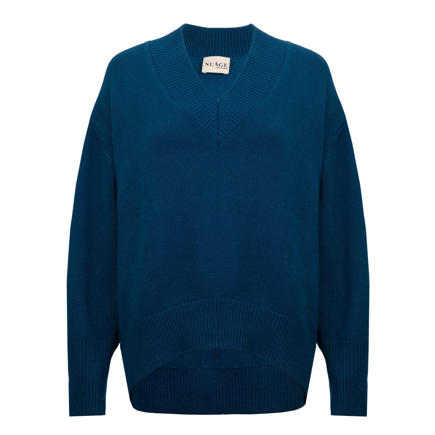 Iconic V-Neck Jumper – Teal – front view