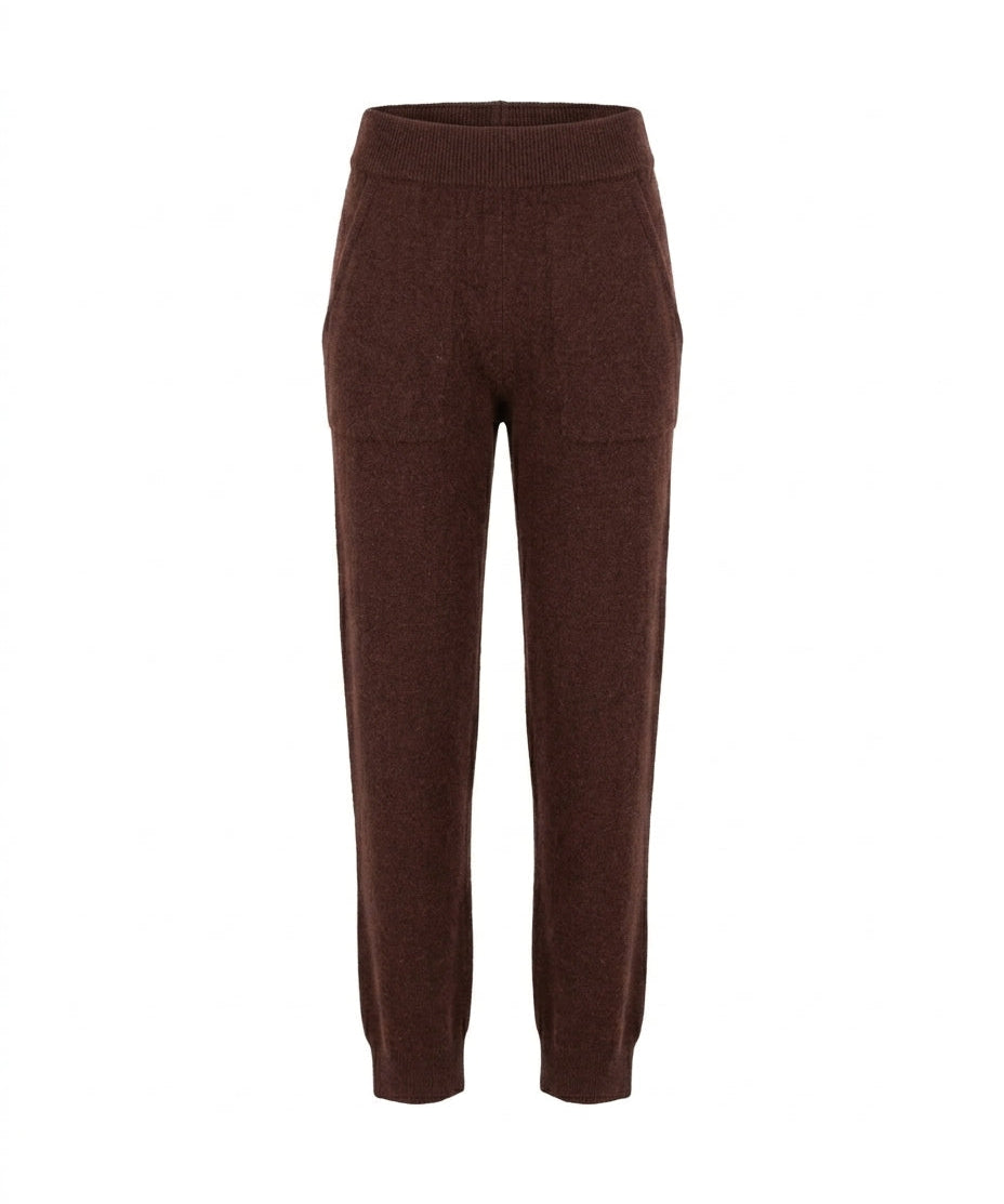 Nuage Cashmere Joggers – Chocolate – front view