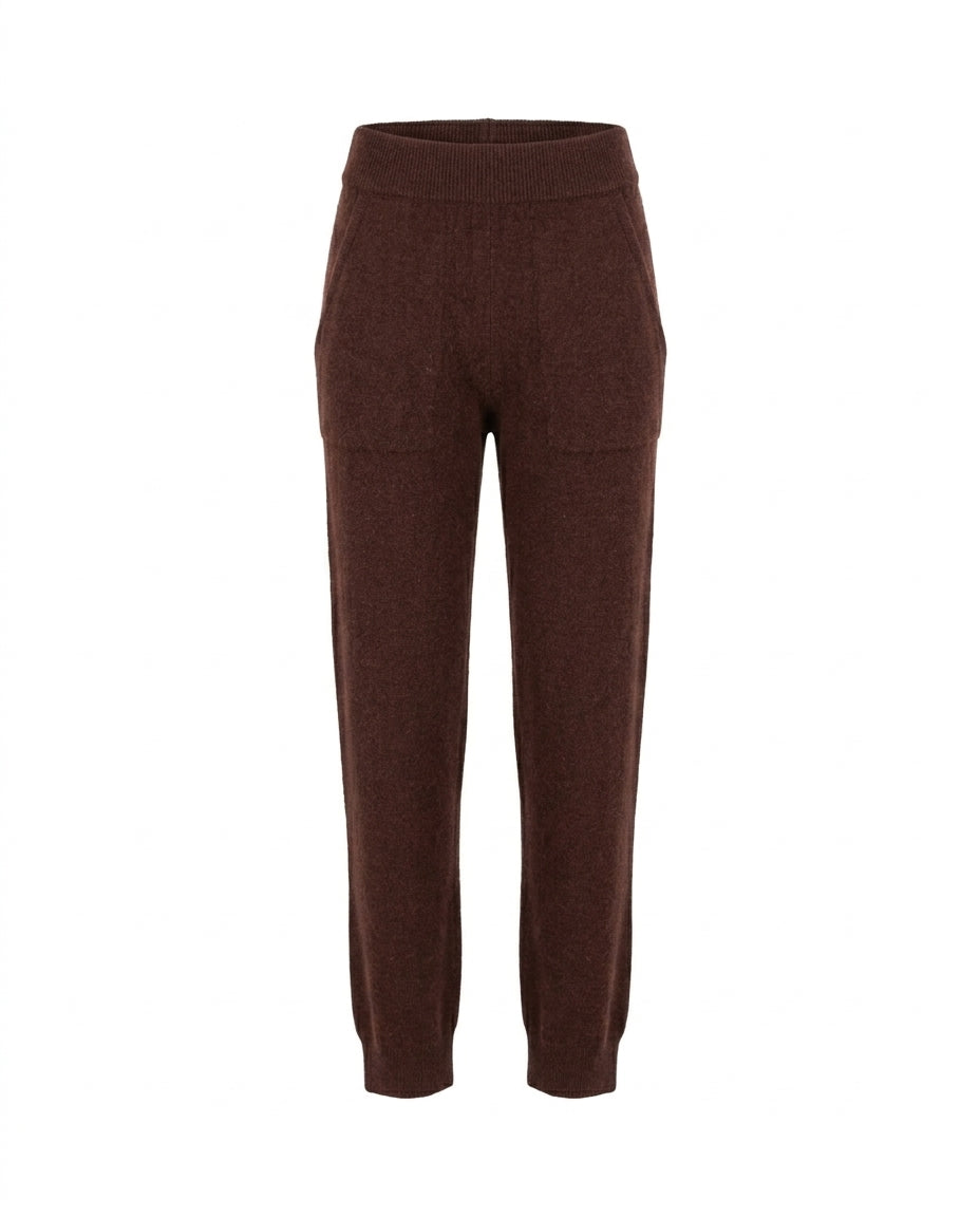 Nuage Cashmere Joggers – Chocolate – front view