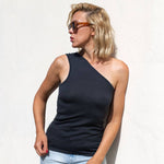 One-Shoulder Top – Charcoal – view 3