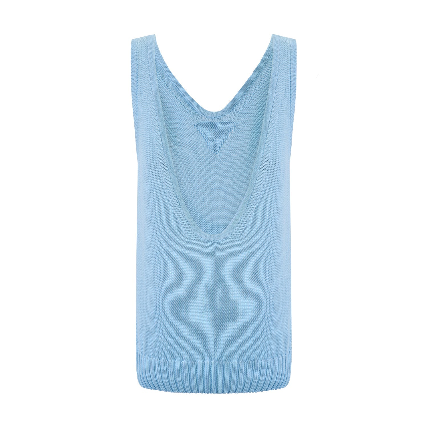 Nuage Cashmere Open-Back Top – Blue – back view