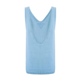 Nuage Cashmere Open-Back Top – Blue – back view