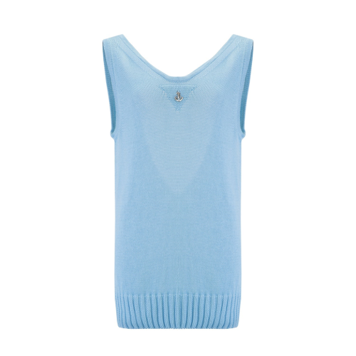 Nuage Cashmere Open-Back Top – Blue