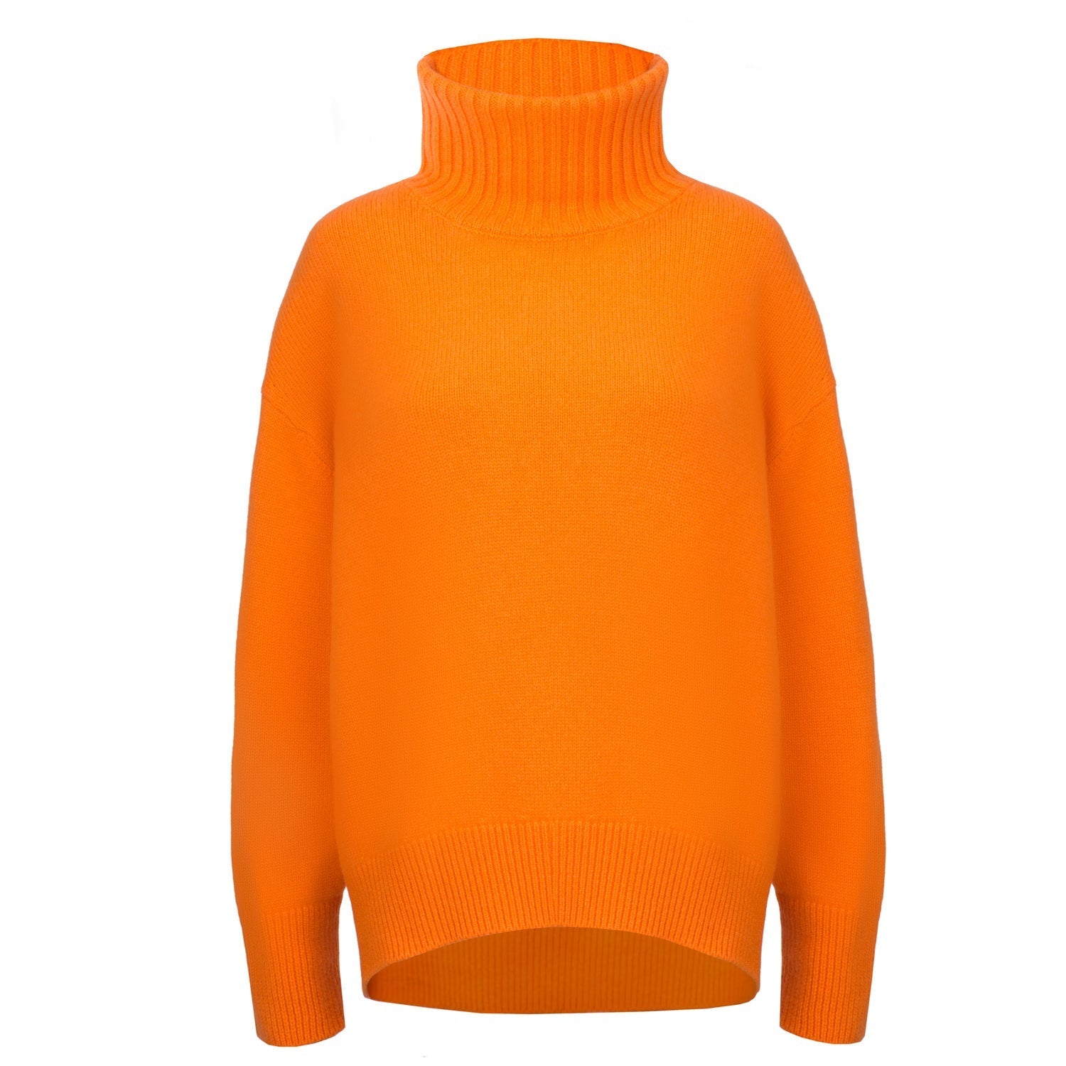 Roll-Neck Jumper – Hot Orange – front view