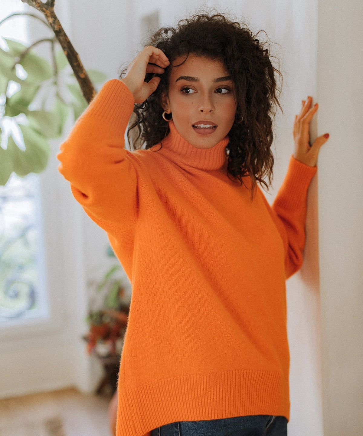 Roll-Neck Jumper – Hot Orange – view 2