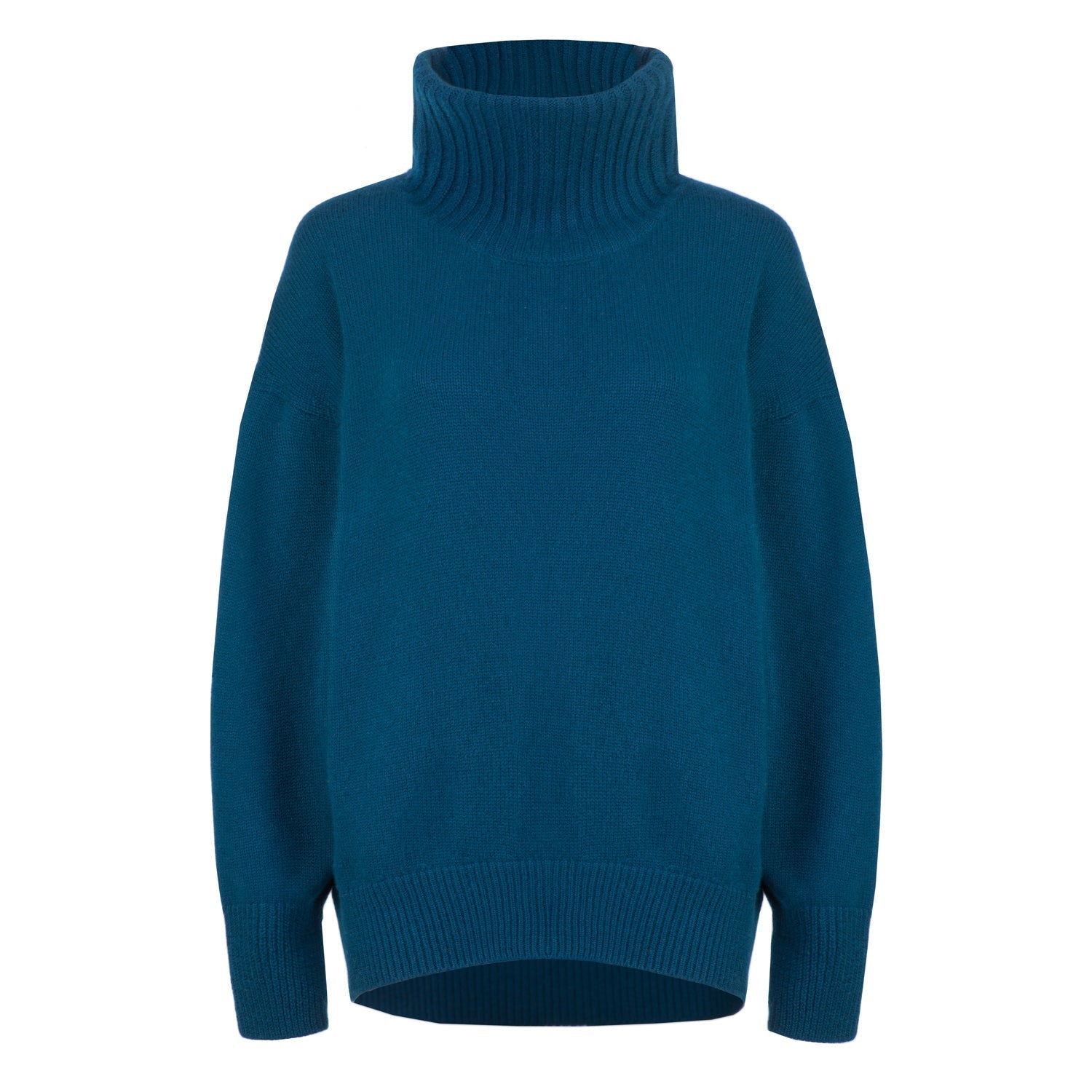 Roll-Neck Jumper – Teal – front view
