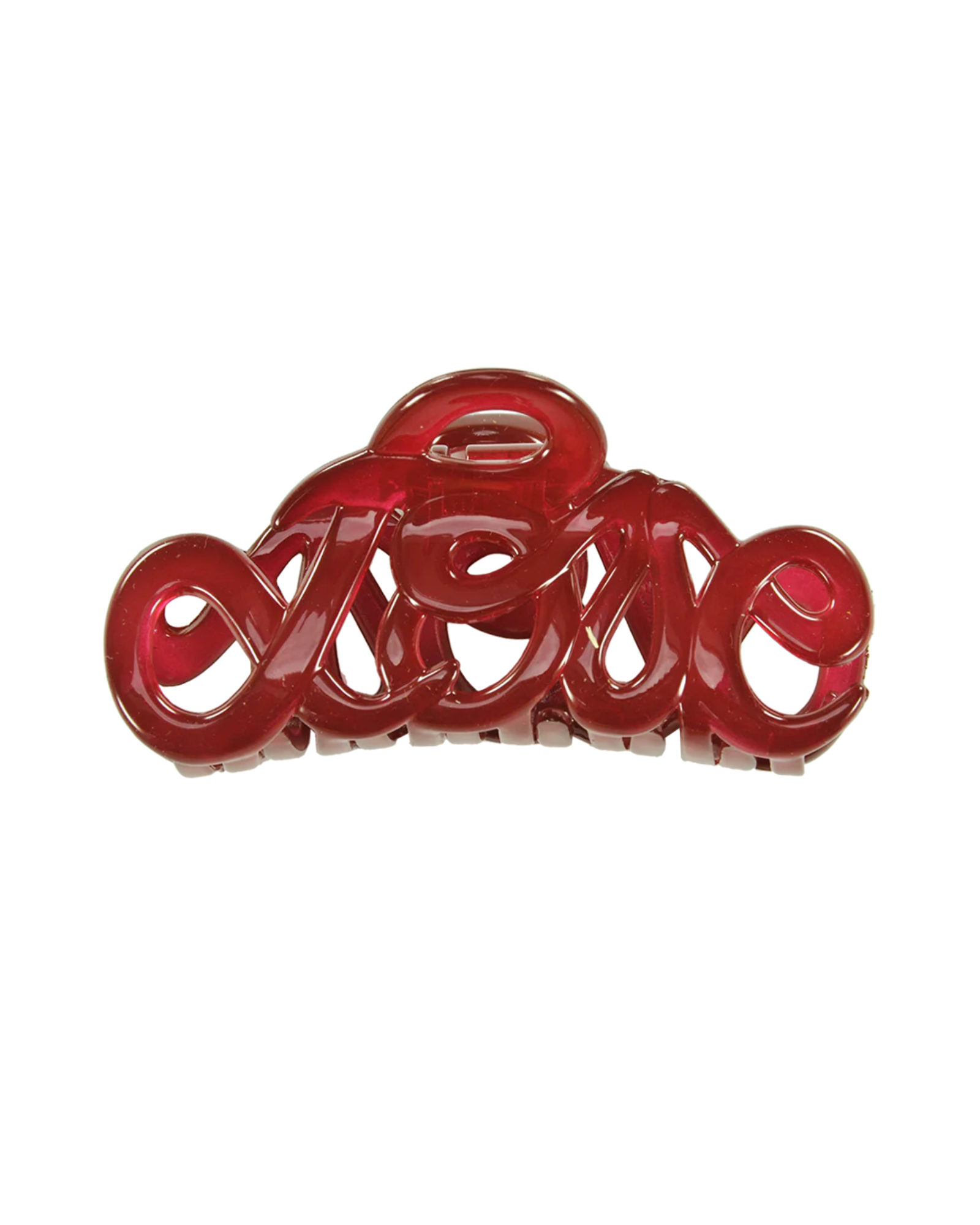 Raspberry Love hair claw with glossy acetate finish front view