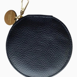 Round Clip-On Wallet Black Vegan Leather compact mini wallet with clip