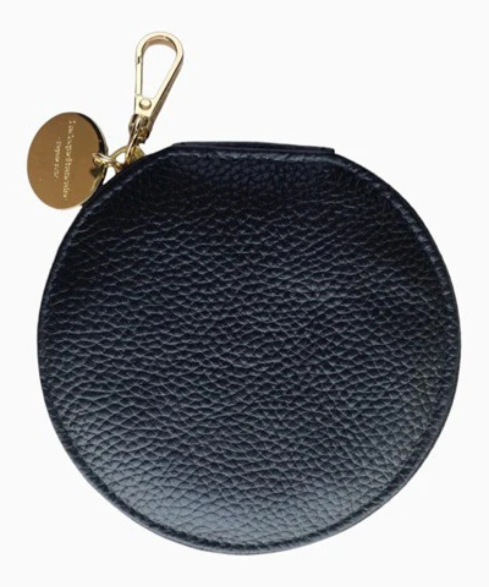 Round Clip-On Wallet Black Vegan Leather compact mini wallet with clip