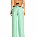 SANDIA Green Striped Cotton Wide-Leg Pants – view 3