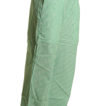 Sandia green striped cotton wide-leg pants, side view on model